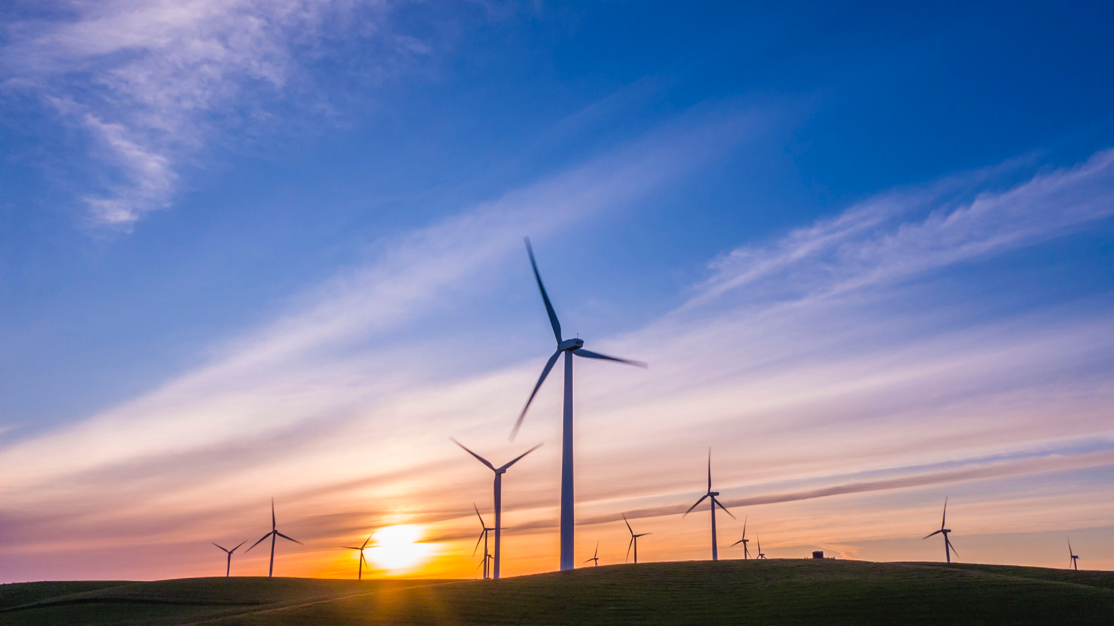 wind turbines spinning